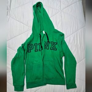 PINK Victoria's Secret Green Zip-Up Hoodie